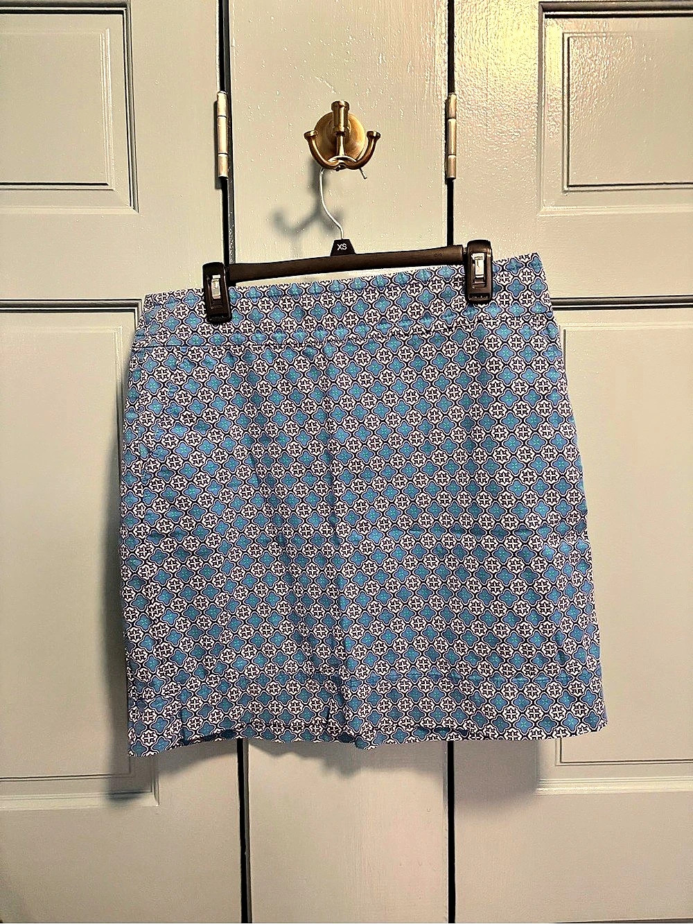 Talbots Geometric Mini Skirt in Blue & Pink Size 10